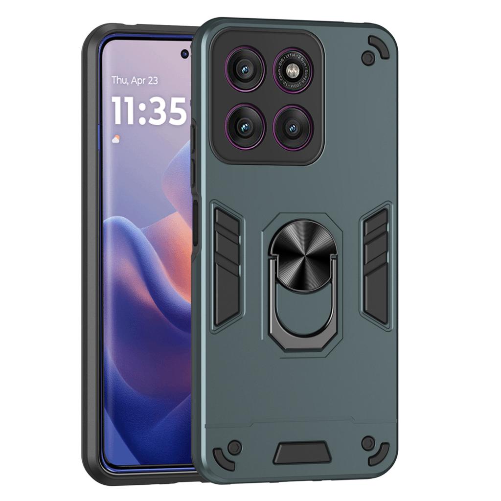 For Motorola Edge 60 Pro 5G Case PC+TPU Drop Defend Phone Cover with Ring Kickstand