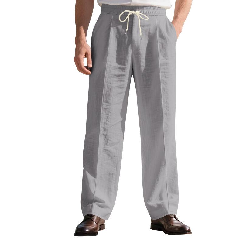 Autumn Loose-Fit Breathable Linen Casual Men's Minimalist Trendy Relaxed Beach Trousers
