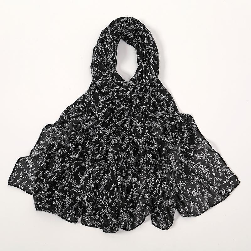 Modischer Blumenmuster Chiffon Schal Für Muslimische Frauen Chiffon Hijab Mode Damen Elegante Lange Schals Wickeltücher Fabrik