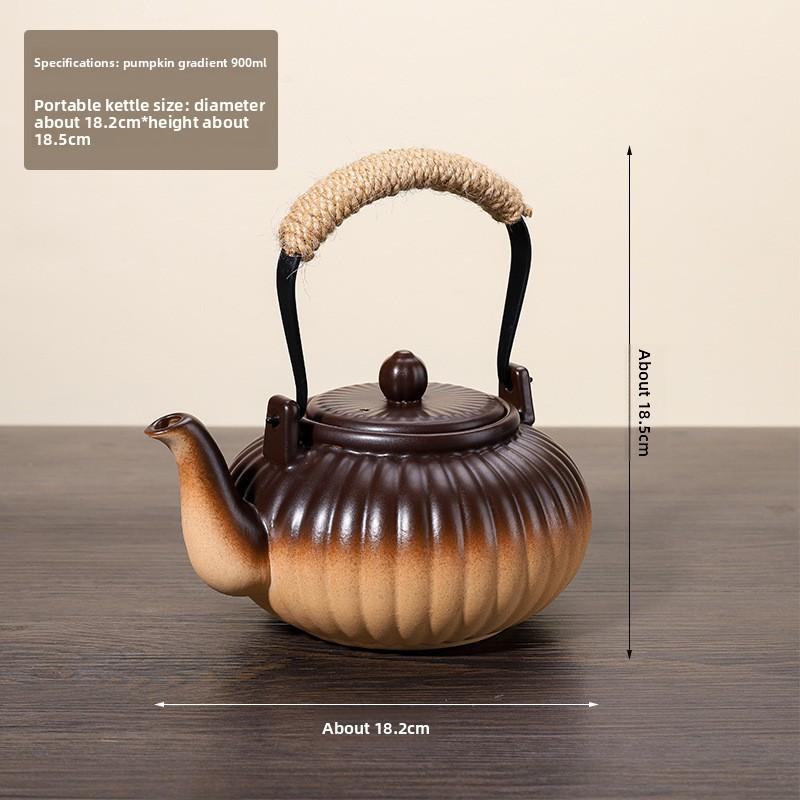 Outdoor Indoor Charcoal Tea Kettle with Hook Glass Cup for Home Use