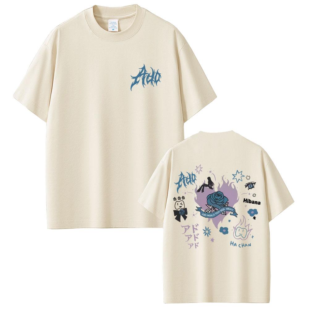 

Springsummer Ado World Tour Hibana Tshirt Men Women Clothing Fashion Japanese Style Breathable pure Cotton Vintage Tops 4XL