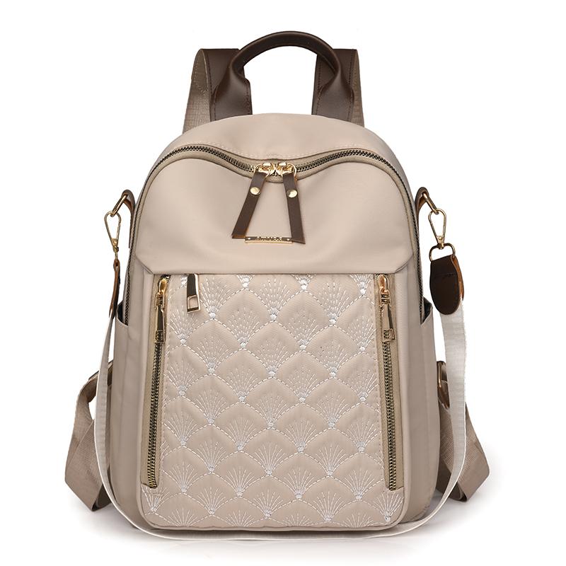 

Рюкзак с вышивкой Lingge, женский рюкзак, большой вместимости, водоотталкивающий дорожный рюкзак бежевый