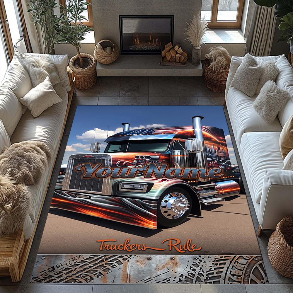 Peterbilt Heavy Trucks Customize Your Name Floor Rug Office Rug Perfect for Balcony Decorate room Hallway Study room Antislip Carpet Office home decor