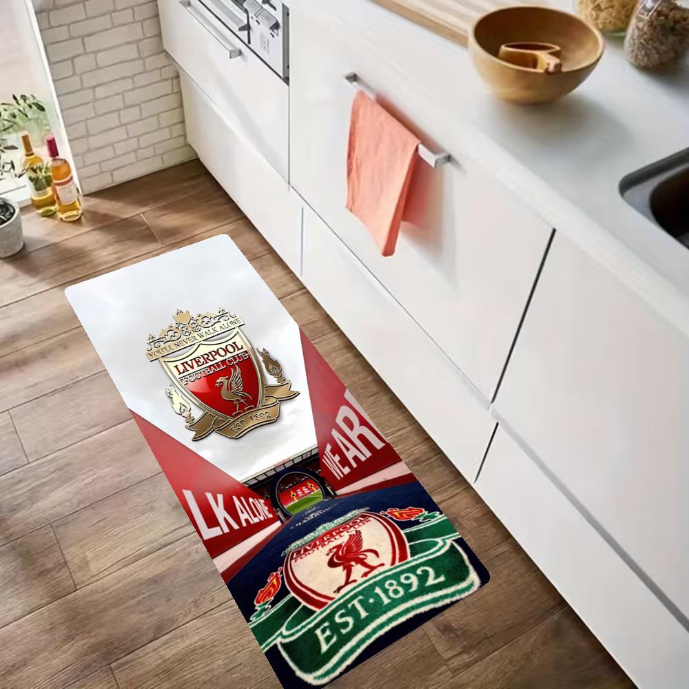 Liverpool Football Club Küchenfußmatte Rutschfest Waschbar Weicher Teppich Fußmatte Geeignet für Schlafzimmer Wohnzimmer Küche und Badezimmer Heimdekoration