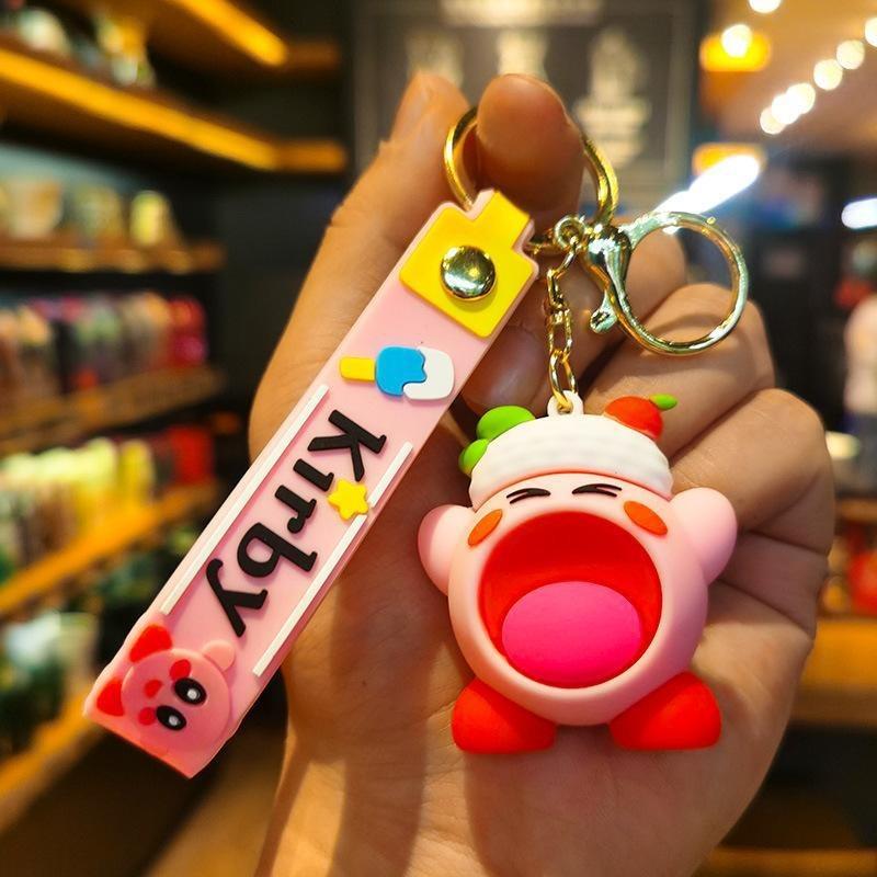New Creative Kirby Cartoon PVC Doll Keychain Pendant Couple Bag Pendant Kirby Food Three-dimensional Doll Car Keychain Pendant