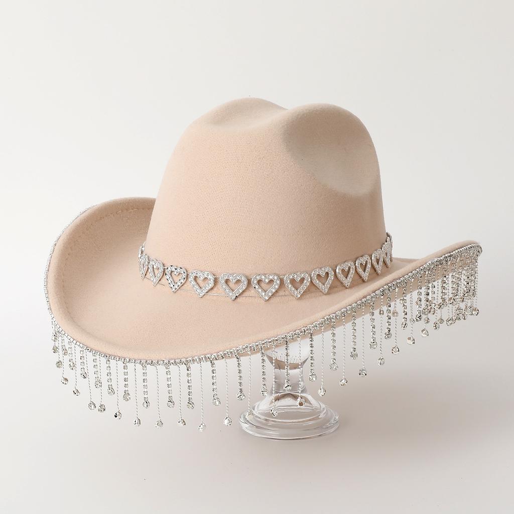 Heiß verkaufender Liebe Strass Fransen Western Cowboy Zylinder Party Party Lässiger Zylinder Hochzeit Jazzhut