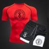 Men's Anime Double-Layer Quick-Dry Shorts & Tee Set for Outdoor Running & Fitness