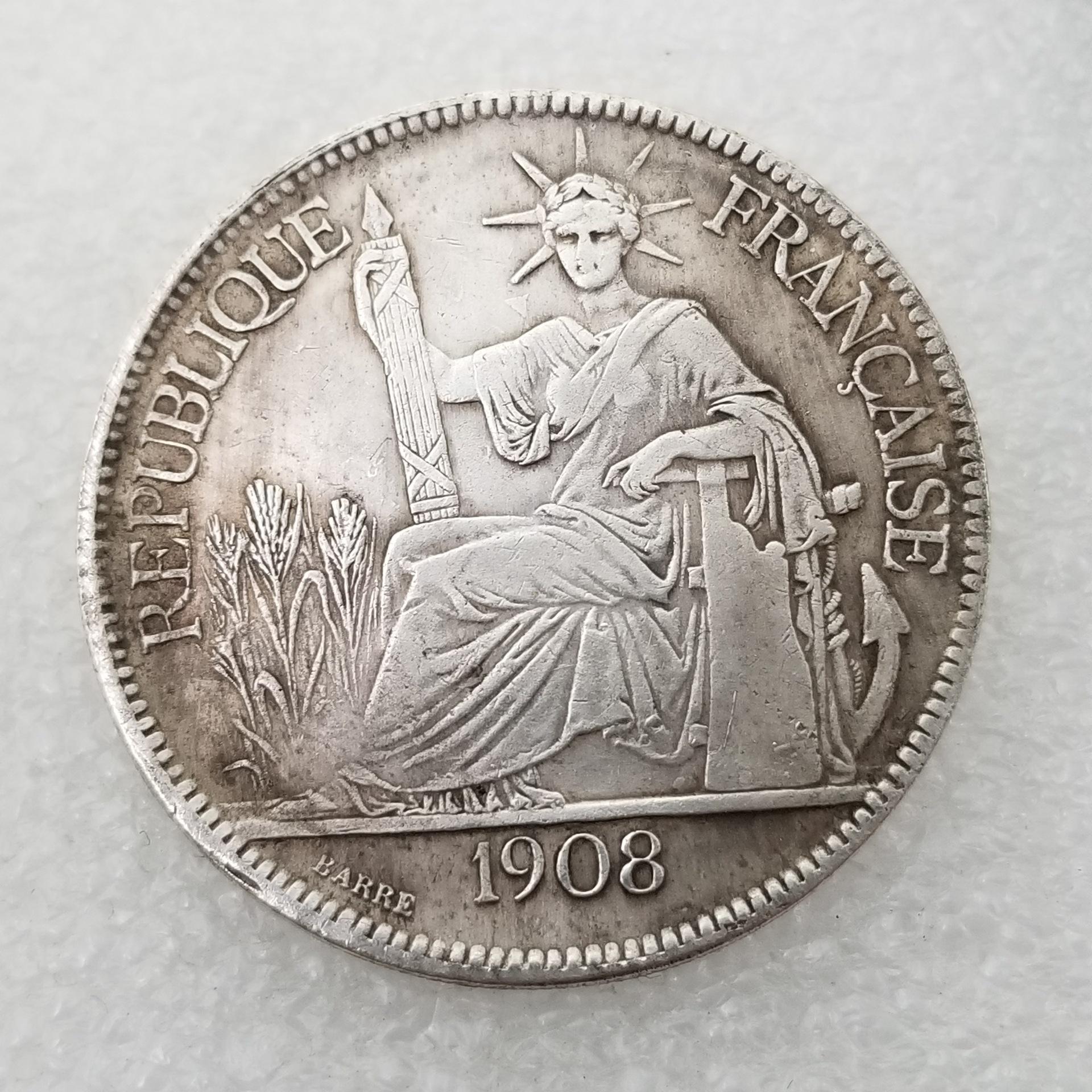 Antique 1908 American Silver-Plated Brass Craft Silver Dollar #068 No
