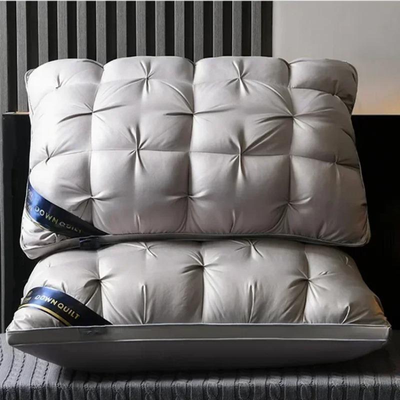1PC Luxury White Goose Down Pillows Down-proof King Queen 100% Cotton Bedding 3D Style Rectangle Pillow for You Lover Gift