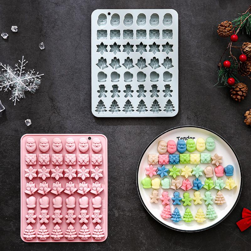 42 Cavity Santa Claus Snowflake Chocolate Mold Silicone Candy Mold Non-Stick Cake Baking Tools For Delicious Holiday Treats