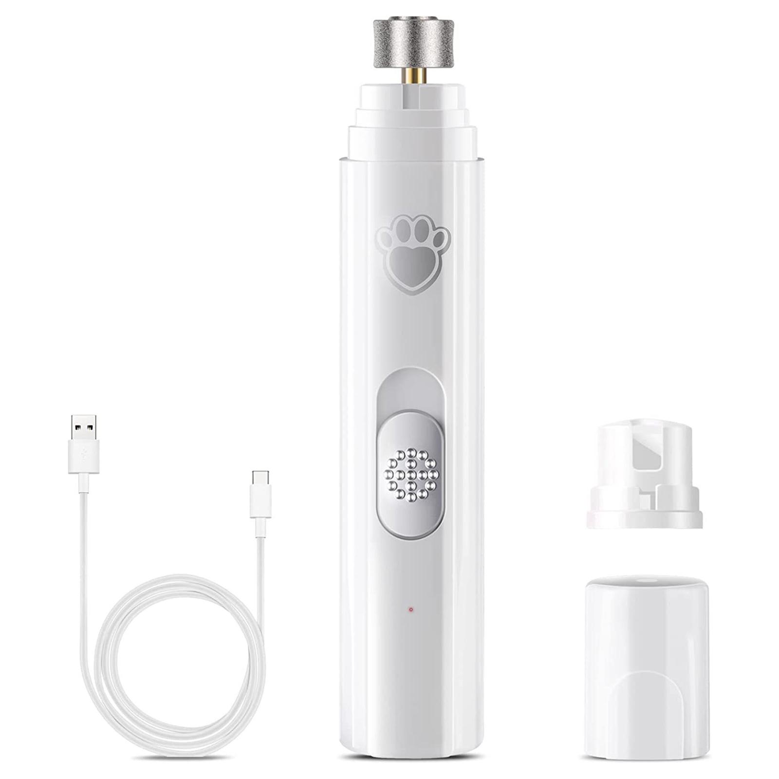 

Профессиональная шлифовальная машинка для ногтей для собак, 2-скоростная электрическая USB-перезаряжаемая триммера для ногтей для домашних животных, безопасный уход за лапами кошек белый