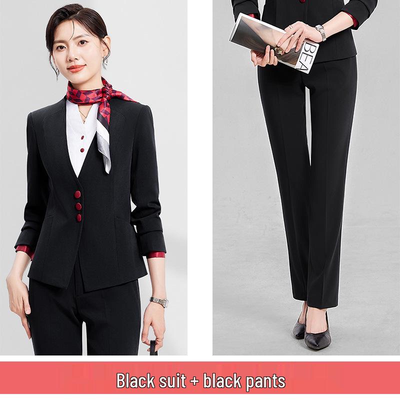 Women's Professional Flight Attendant & Receptionist Suit - Elegant Skirt Set for Beauticians and Hotel Staff