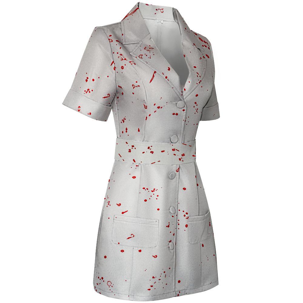 Zombie Krankenschwester Cosplay Uniform Anime Silent Hill 2 Kostüm Blutfleck Kleid Hut Set Halloween Party Rollenspiel Terror Krankenschwester Outfit