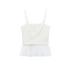 Spring New Women's Clothing Patchwork Design White Vest Poplin Camisole Straight Collar Top 2140777