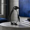Modern Penguin Decor Geometric Figurine, Black Hollow Design Ornament, 3D Printed Home Abstract Art Statue for Office Desktop Decoration Stylish