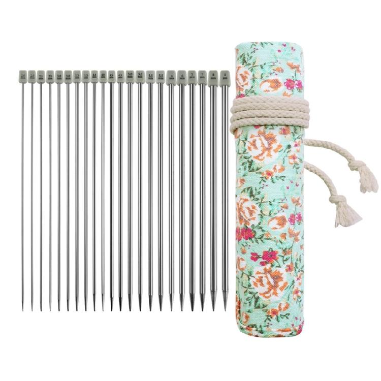 22Pcs Stainless Steel Single Pointed Knitting Needle 25.0cm Long Straight Single Pointed Knitting Needle with Bag
