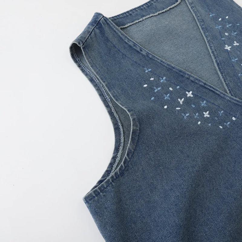 Vest Denim Women Summer Cotton Vest Oversize Solid Color Plus Size Casual Sleeveless Coat Camisole Vest