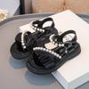 Mädchen-Perlen-Prinzessin Sommer-Sandalen 2026: Süßer Lässiger Koreanischer Stil für Mittelgroße & Große Kinder, Perfekte Vielseitige Strandschuhe.