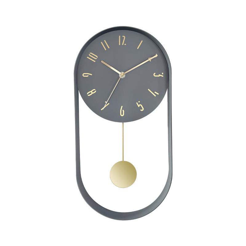 

Fashion Swing Clock Modern Creative Simple Mute Wrought Iron Clock Living Room Silent Wall Clock Watch Home Decoration Wholesale (Gray,20x40cm) серый