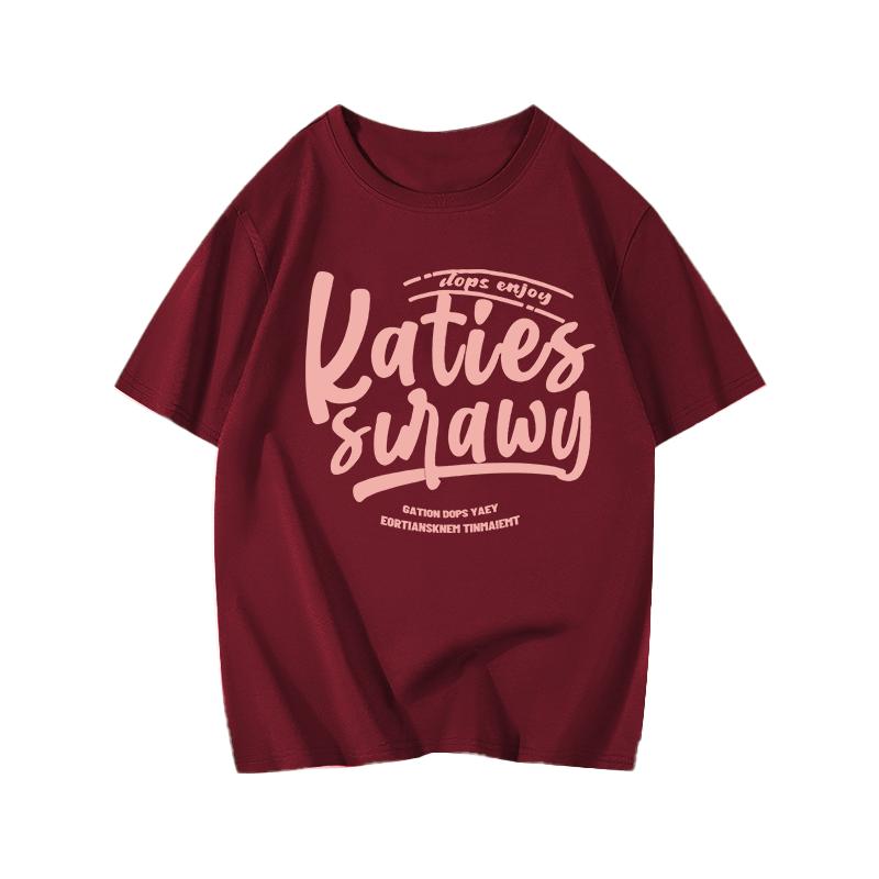 Bla Oversize Loose Cotton Ort Sve T-irt Women's Summer 2023 Sle Korean Round Ne Print Casual Faion Top