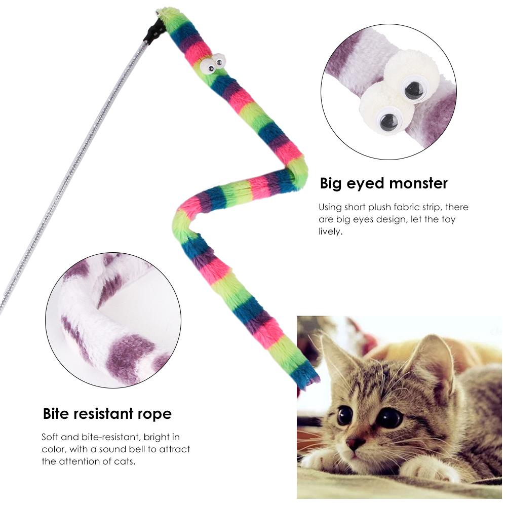 Pet Cat Teaser Toys with Feather Bell EVA Rod Mouse Toy Cat Catcher Teaser Stick Cat Interactive Toys Cat Accessory
