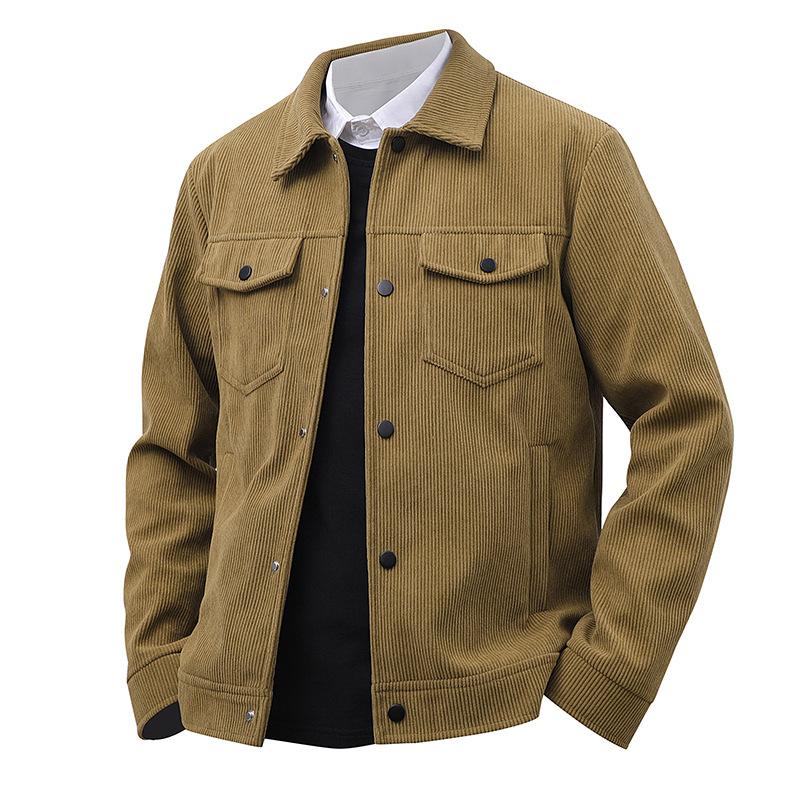 Corduroy Jacket for Middle-aged and Young Business Jacket, Autumn Simple and Versatile, Spring Long Sleeved Lapel Jacket