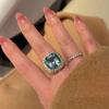 Fashion Wedding Band Bridal Ring Luxury Blue Zirconia Crystal Stone  Sterling Silver  for Women Engagement
