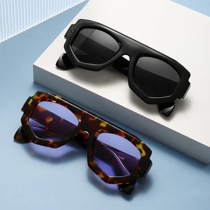 Fashion Irregular Square Sunglasses Outdoor Shades UV400 Retro Purple Men  Sun Glasses Women Travel Party Business Festival Gift