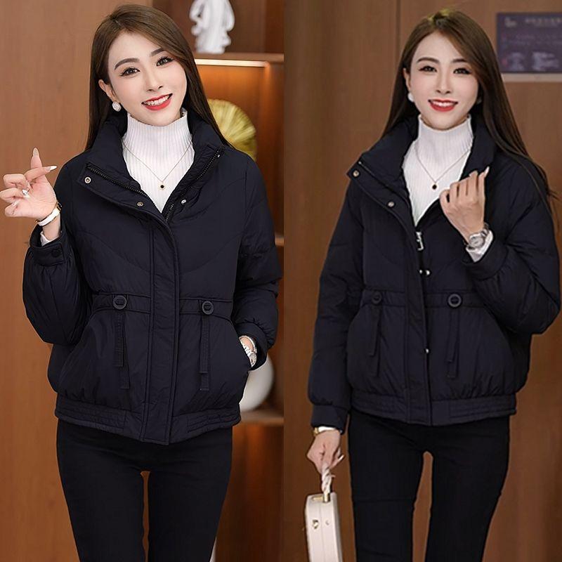 Winter Short Down Cotton Jacket for Women with Stand Collar and Stylish Design