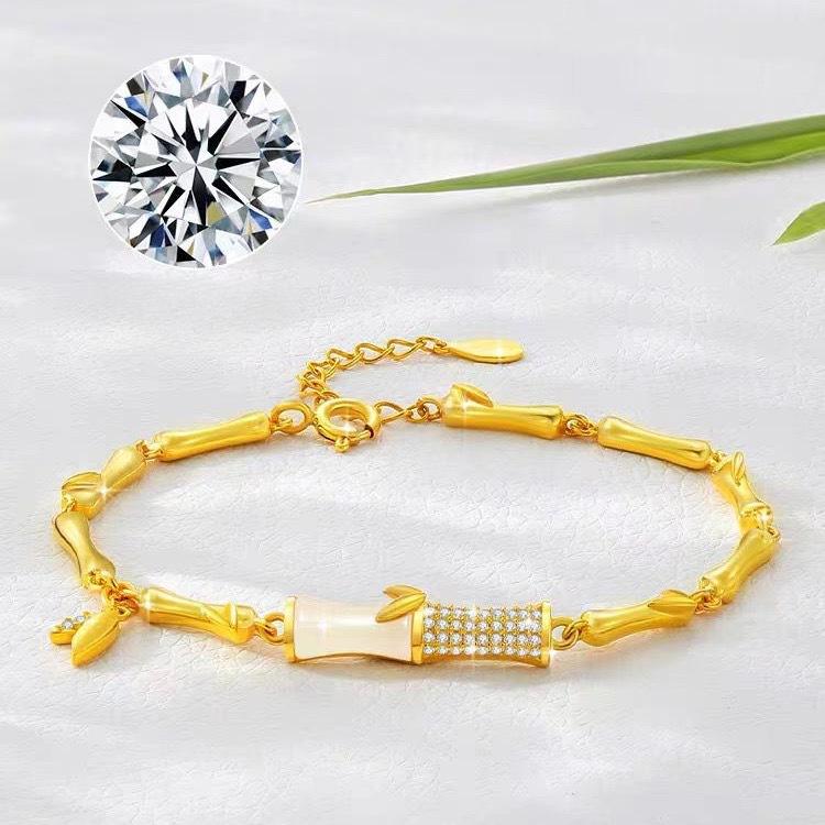 New Chinese Bamboo Joint Imitation Hetian Jade Bracelet Women's Light Luxury High-end Sense of National Style Niche Birthday Gift Jewelry