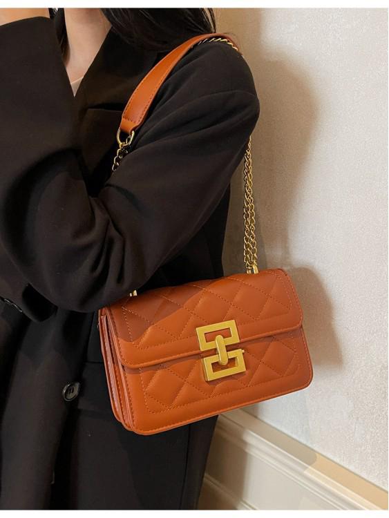 2025 Winter Women's Argyle Chain Versatile Crossbody Bag - Fashionable Small Square Shoulder Bag, Light Luxury