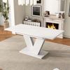 Extendable Dining Table 120/160*80 Cm, Suitable for 4-6 People, Rectangular, Thickened Tabletop, V-Shaped Legs, Simple Style, White