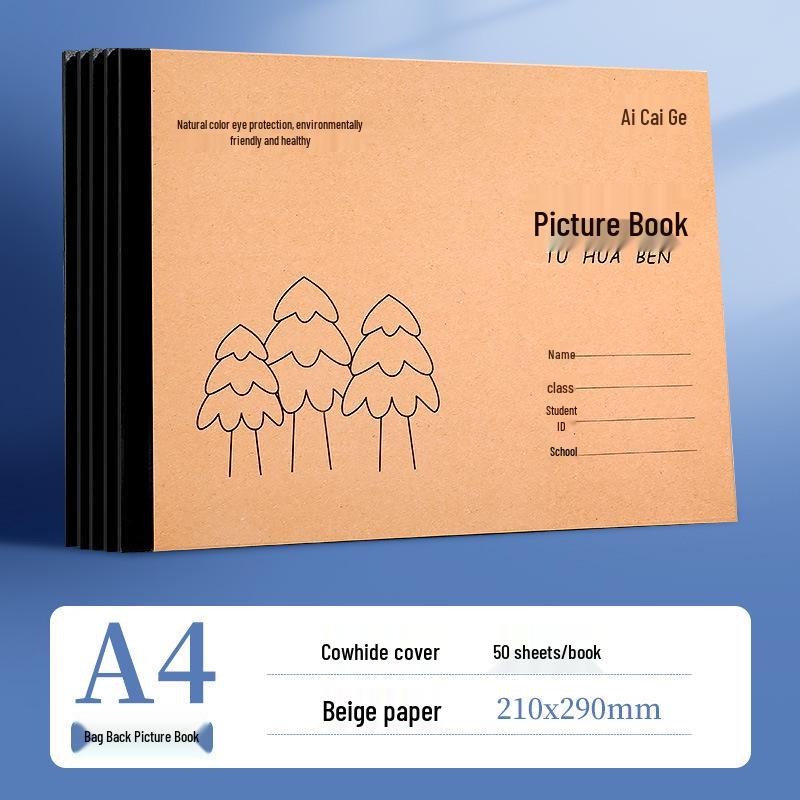 4 Thickened Cowhide Sketchbooks: Blank Doodle Paper for Children and Elementary Art