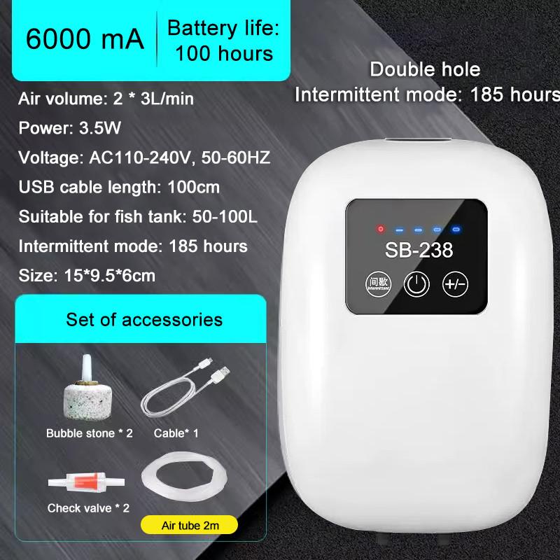 1W/2W/3.5W USB Charging Silent Oxygen Pump Outdoor Portable Fishing Oxygenator Aquarium Fish Tank Oxygen Air Pump Compressor