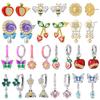 New 925 Silver Bee Butterfly Pink Lily Lotus Earrings for Women Cherry Apple Strawberry Ear Studs Elegant Party Jewelry