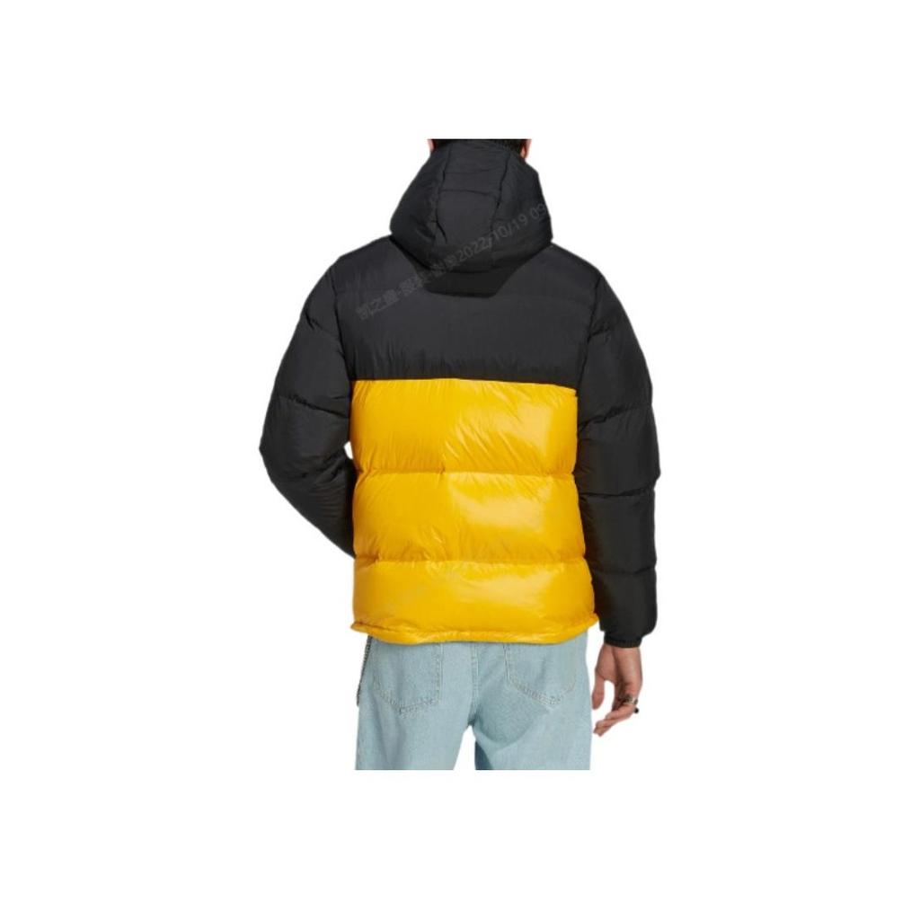 Adidas Originals FW22 Patchwork Hooded Zip-Up Down Jacket With Brand Logo Embroidery Men Outerwear Black HL9179