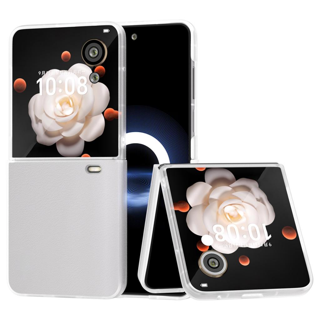 Pro Honor Magic V Flip 5G Pouzdro Průhledný Matný Okraj PU Kůže+PC Skládací Kryt na Telefon