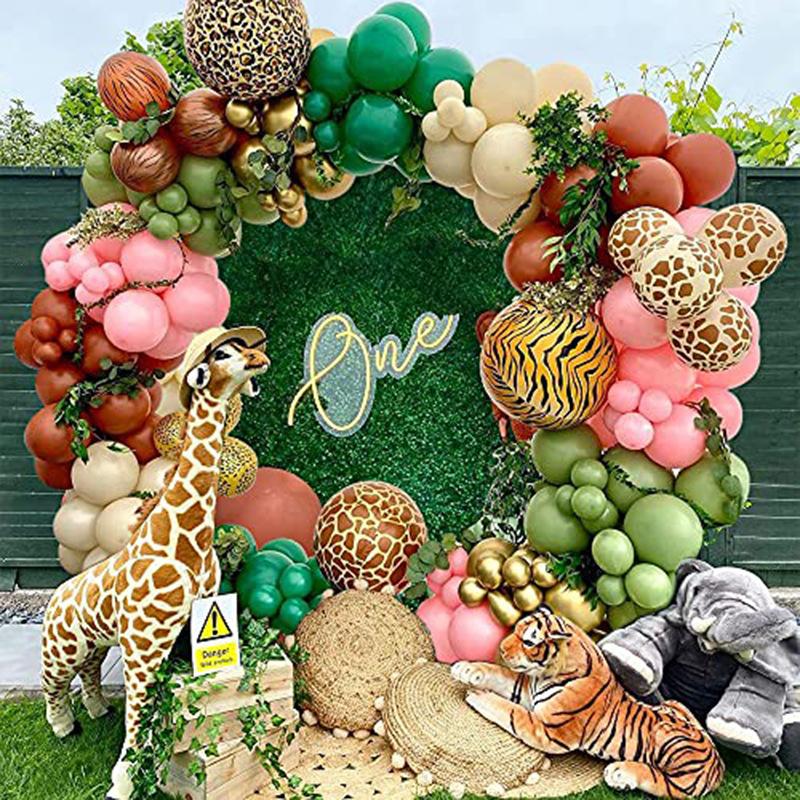 Jungle Animal Theme Leopard Print Aluminum Foil Balloon Foot Print Children'S Birthday Party Set Decorative Supplies