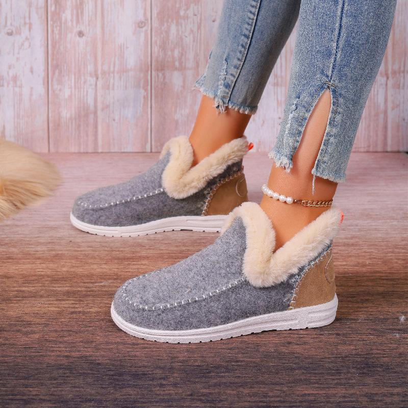 Plus-size Shoes, Short Snow Boots, Women's Flip-flops, Warm Flat Wool Cotton Boots