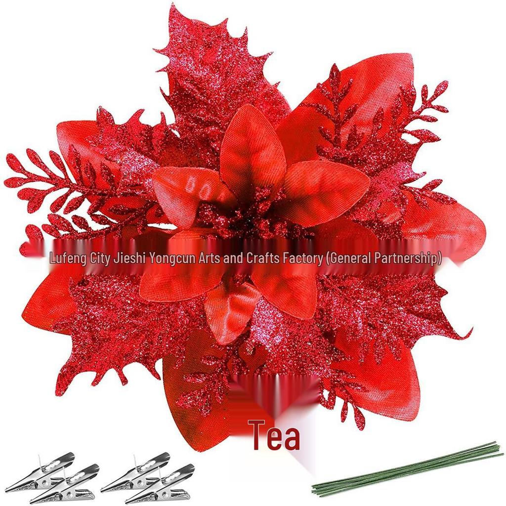 Zlatý práškový ratanový vánoční věnec - Dekorativní květinová ozdoba