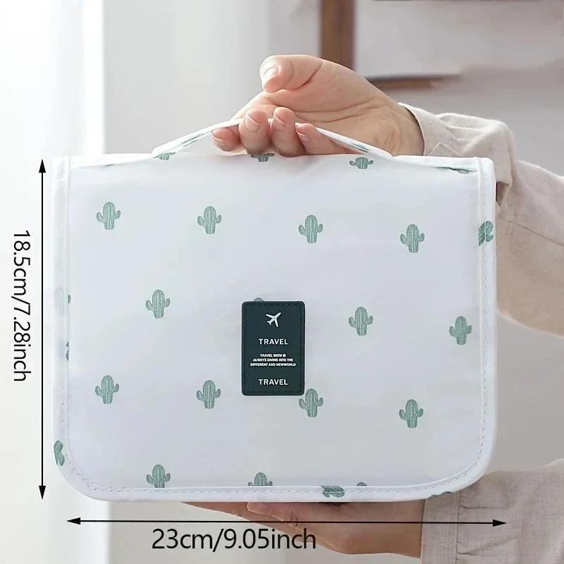 Bolsa de viagem multifuncional com gancho para lavagem, bolsa de armazenamento de cosméticos, artigos de higiene pessoal à prova d'água, organizador de beleza, bolsa de armazenamento para banheiro feminino