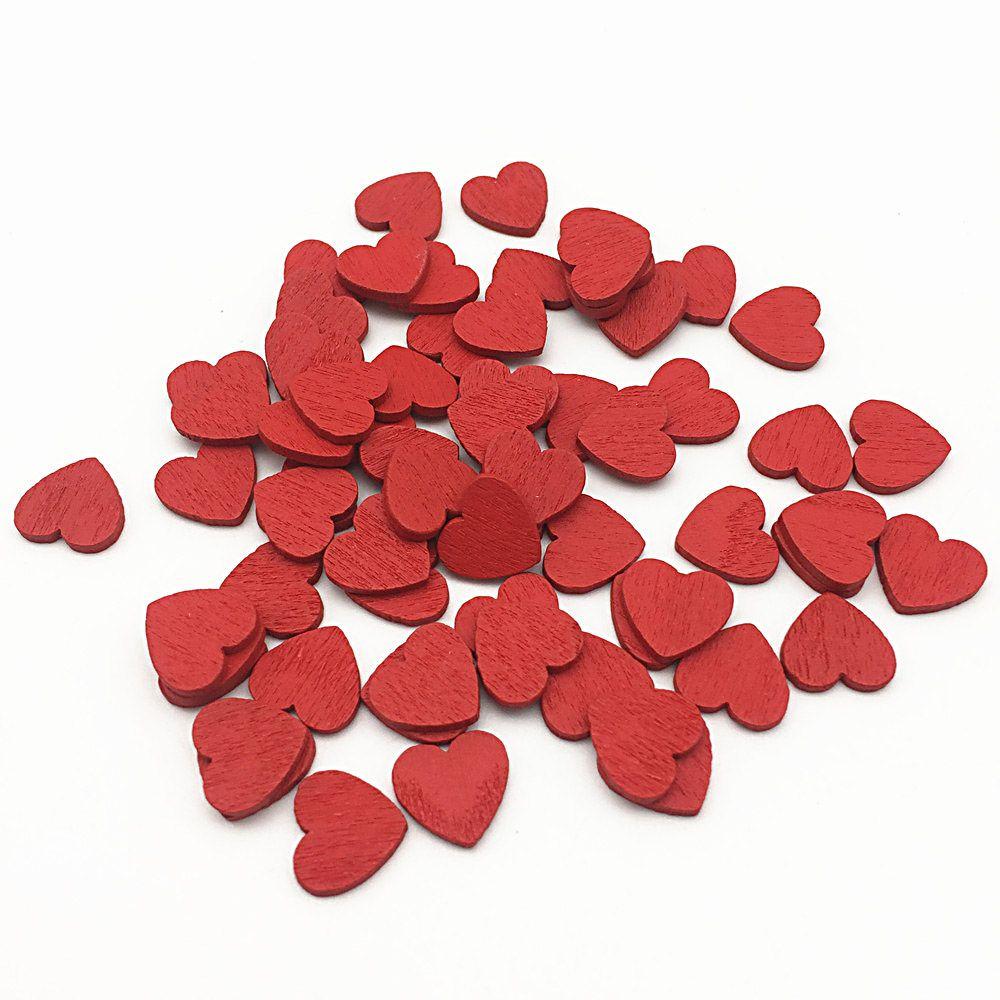 Wedding Ornaments Party Decor Wall Sticker Wood Crafts Hearts Shaped Wooden Chips Confetti Slices