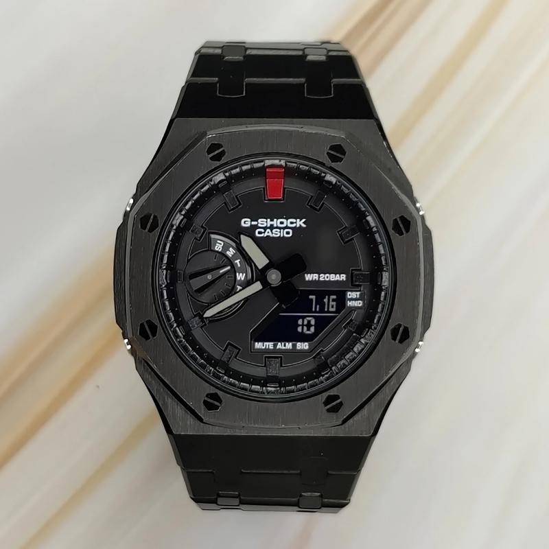 CASIO Men Liquid Crystal,Analog Dual Display Series 44mm Black Watch GA-2100-1A1(Watch3--)