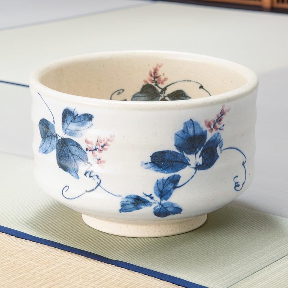 Ale-net Matcha Bowl 10.5 X H7.5cm, Kudzu Flower Design, Outdoor Tea Ceremony Bowl, Mini Matcha Bowl, Tea Ceremony Utensil, Ceramic, Mino Ware, Made In