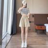Sweet Student Small High Waist Ice Silk Linen A- Line Loose Linen Wide Casual Wide-Leg Shorts Hot Pants Yamamoto Pants