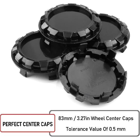 RTRHINOTUNING 83mm(3,27 Zoll)/76mm(2,99 Zoll) Radnabendeckel für 2007-2013 Avalanche Silverado Tahoe 88963143 9595891, 4 Stück Felgendeckel Schwarz