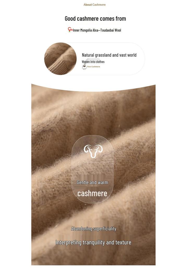 Women's Thickened Cable Knit Cashmere Sweater - Half-High Neck, Loose Fit, Solid Color, Perfect for Autumn and Winter.