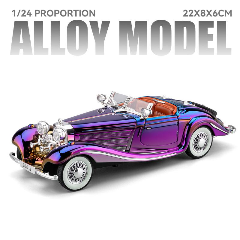 szvm1 1:24 Mercedes-Benz 500K 1936 Classic Car Alloy Car Model Sound and Light Pull Back Children's Toy Collectibles Birthday gift