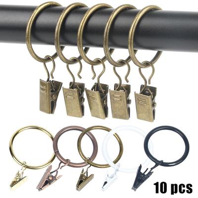 Stabile Metall-Vorhangringe mit Clips, 10 Stück Haken für Voile-Netz, 50 mm Durchmesser