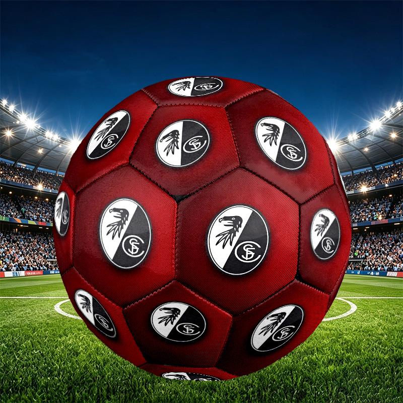SC Freiburg Print Size 5 Soccer Ball, PU Wear Resistant Football for Match Training and Daily Practice, Birthday Gift for Soccer Fans